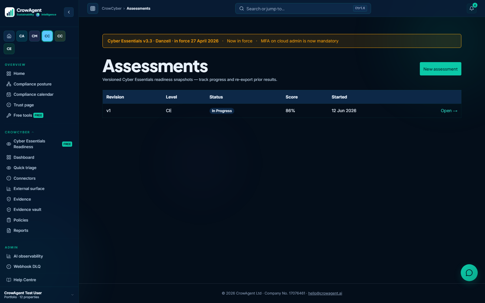 CrowCyber guided self-assessment against the Cyber Essentials technical controls
