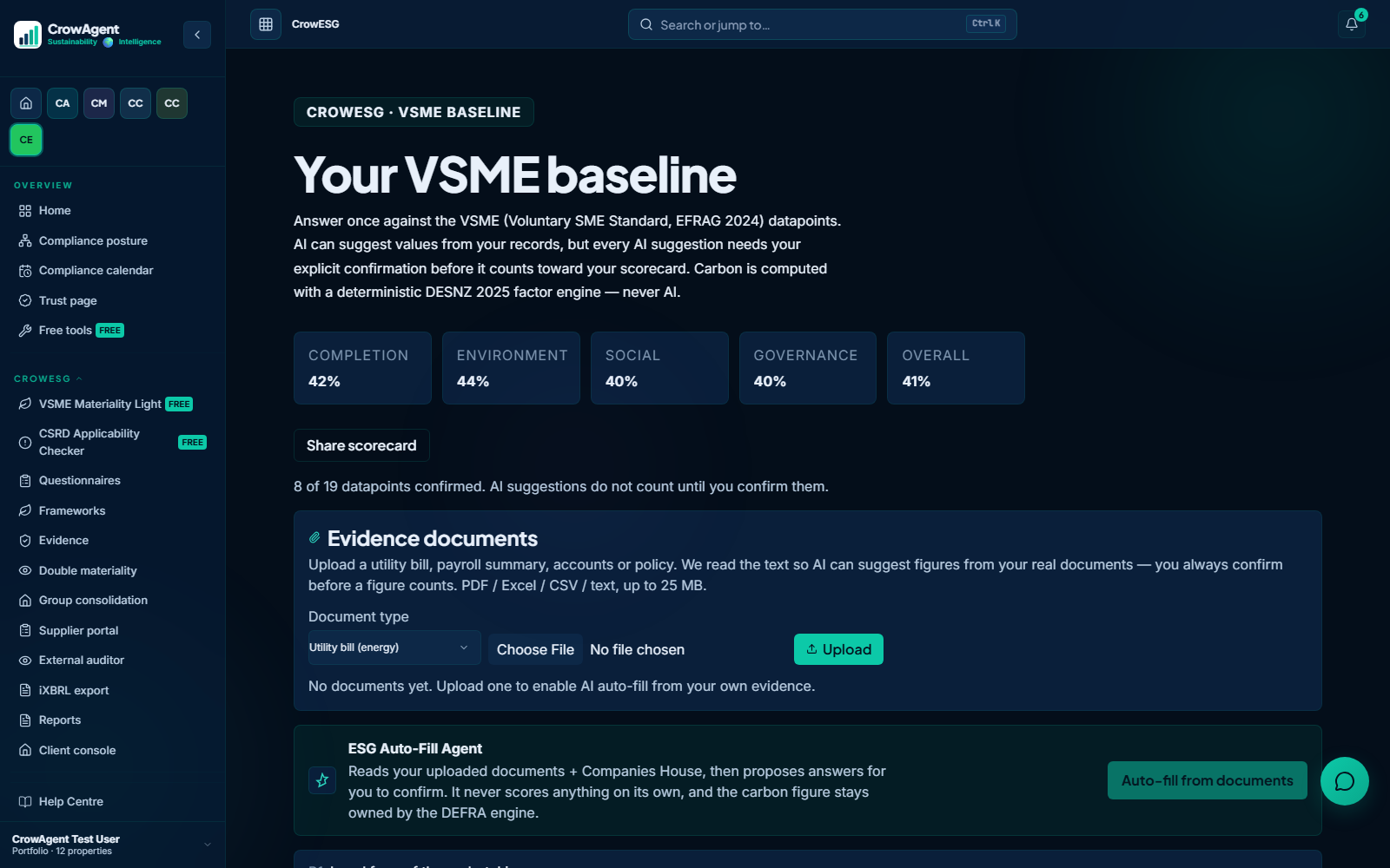 CrowESG VSME reporting workspace