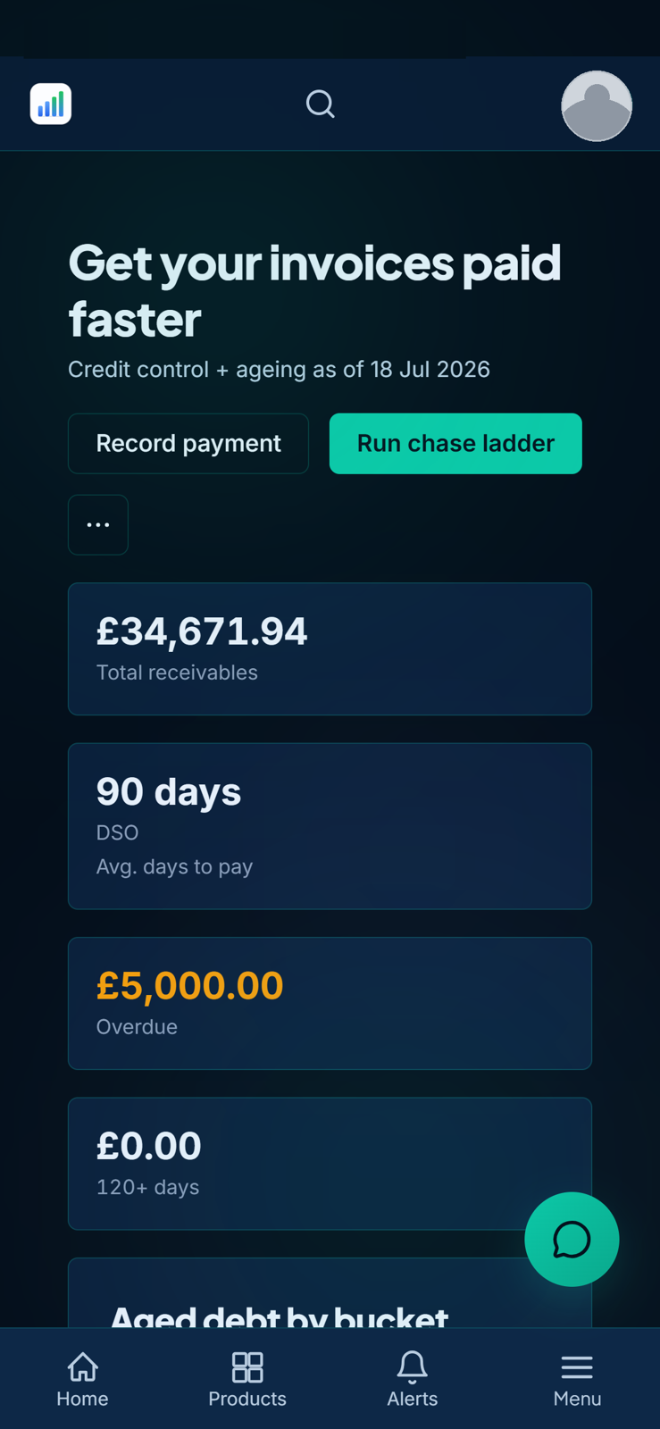 CrowCash late payment recovery on a phone